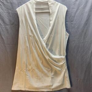 Garnet Hill Wrap Style Sleeveless Top White Size Large‎ NWOT